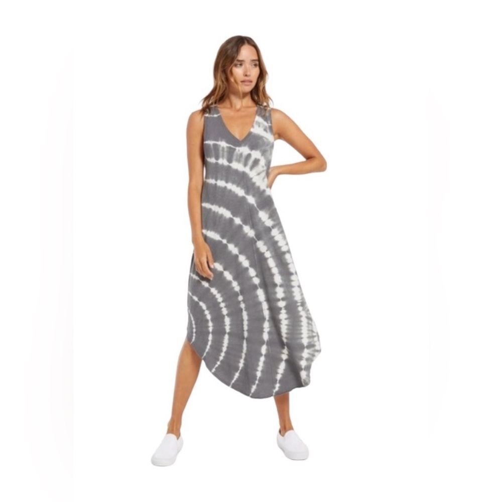 Z Supply - Reverie Spiral Tie-Dye Tank Dress - Charcoal Grey - Size Large